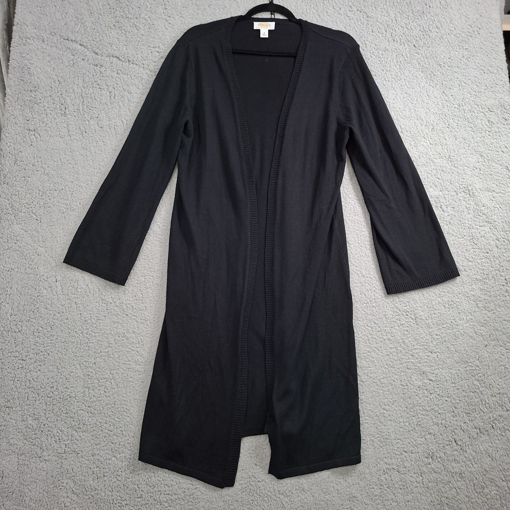 Vintage Talbots Petites M Black Open Front Cardigan Sweater Luxury Silk Blend